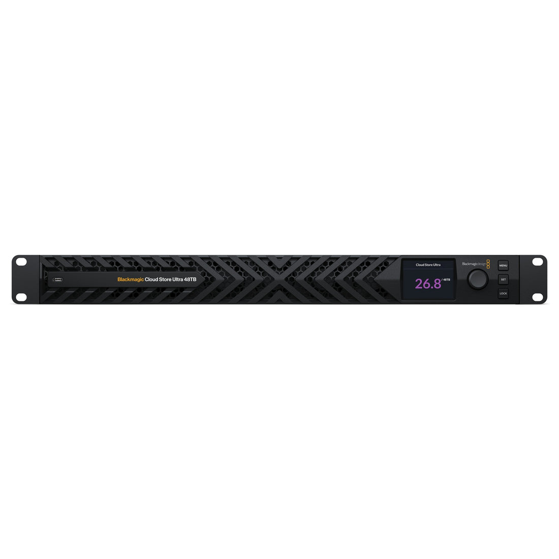 Blackmagic Design Cloud Store Ultra 48TB storage device with front view showing multiple drive bays and sleek black design. – image 3