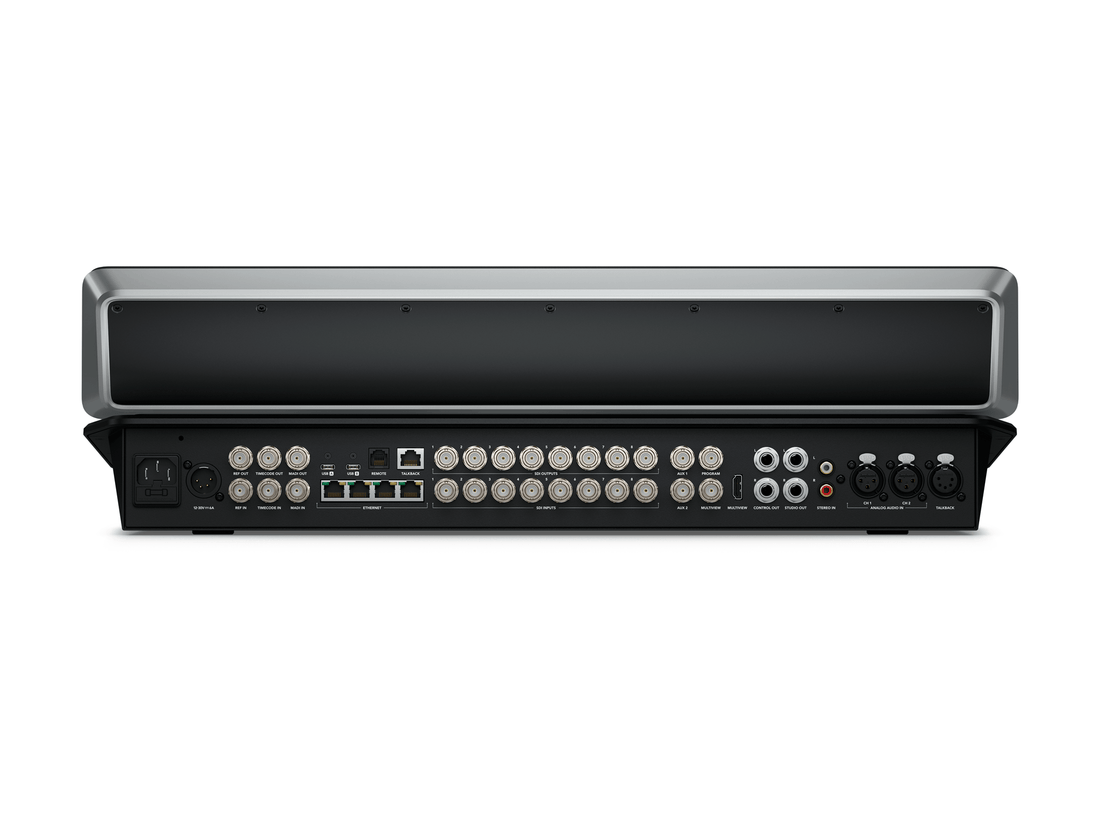 Blackmagic Design ATEM Television Studio HD8 ISO video switcher with 2TB storage, rear view showing input/output ports and controls. – image 3