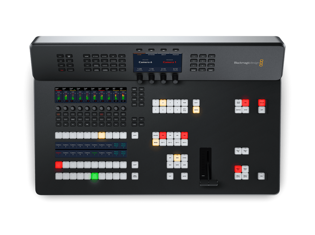 Blackmagic Design ATEM Television Studio HD8 ISO video switcher with 2TB storage, featuring control panel and multiple input ports. – image 4