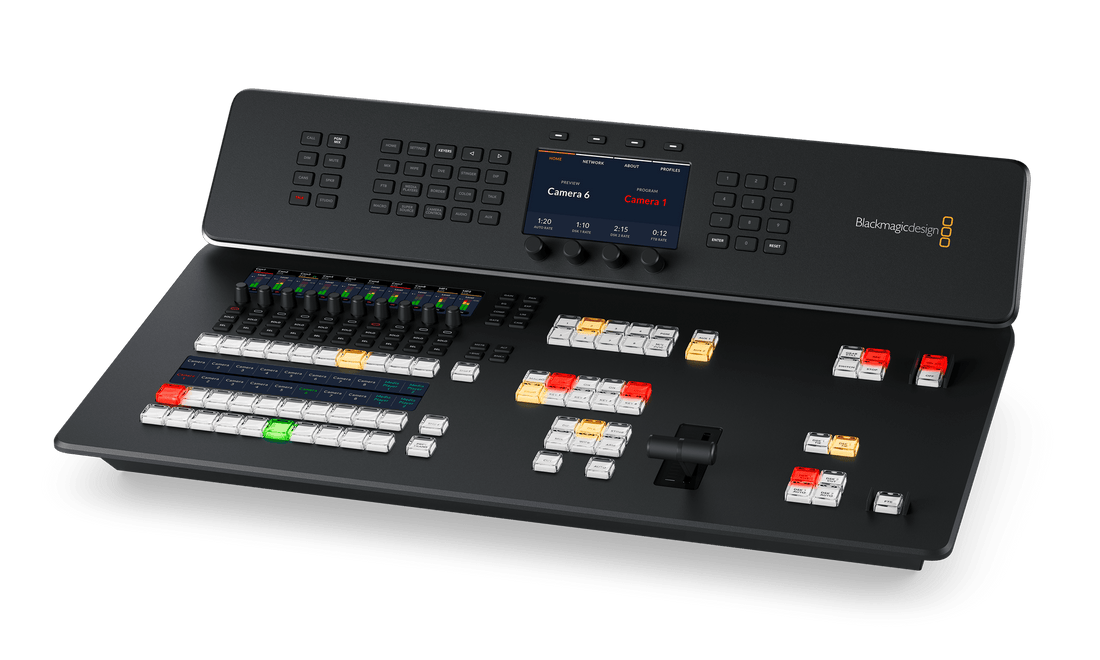Blackmagic Design ATEM Television Studio HD8 ISO video switcher with 2TB storage, featuring various control buttons and ports. – image 1