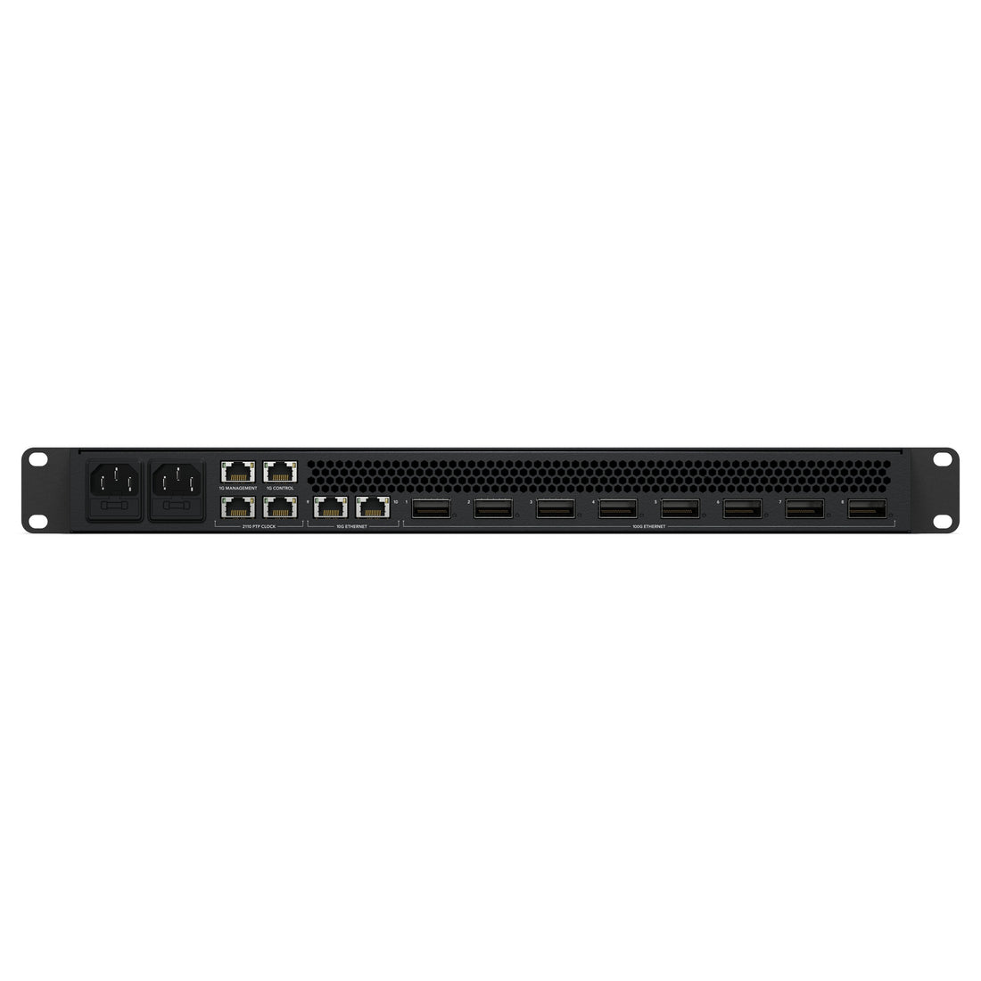 Rear view of Blackmagic Design Ethernet Switch 820 showing multiple ethernet ports and power connections. – image 3
