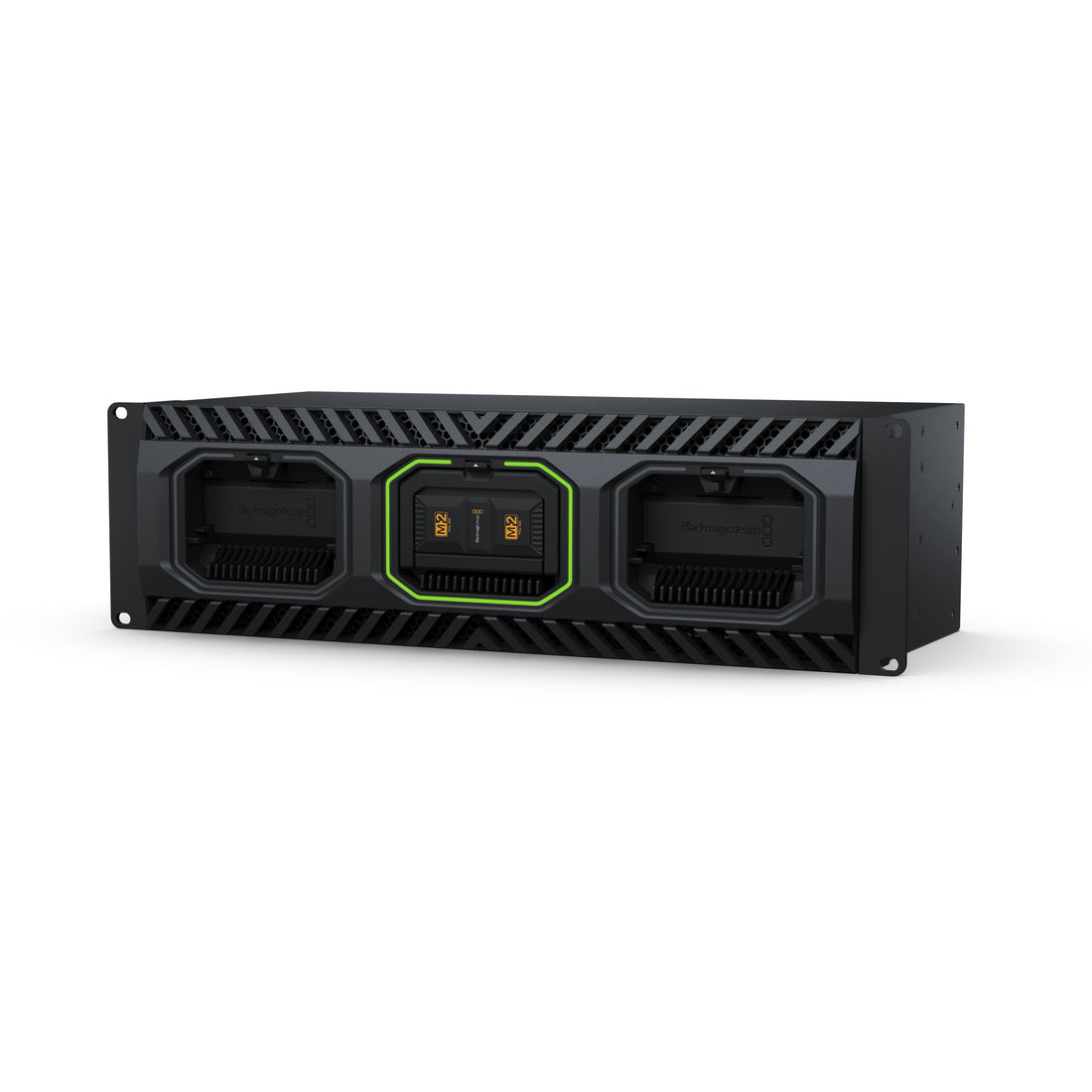 Blackmagic Design Media Dock Ultra storage device with multiple ports and sleek black finish, shown from an angled perspective. – image 1