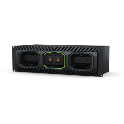 Blackmagic Design Media Dock Ultra storage device connected to a computer, showcasing its compact design and ports.
