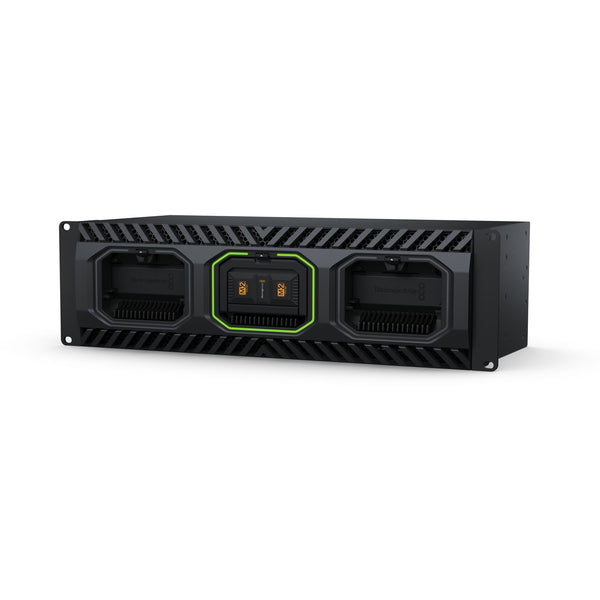 Blackmagic Design Media Dock Ultra storage device connected to a computer, showcasing its compact design and ports. – image 1
