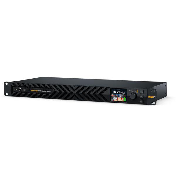 Blackmagic Design SDI Expander 8x12G video converter with multiple SDI input and output ports, shown from an angled view. – image 1
