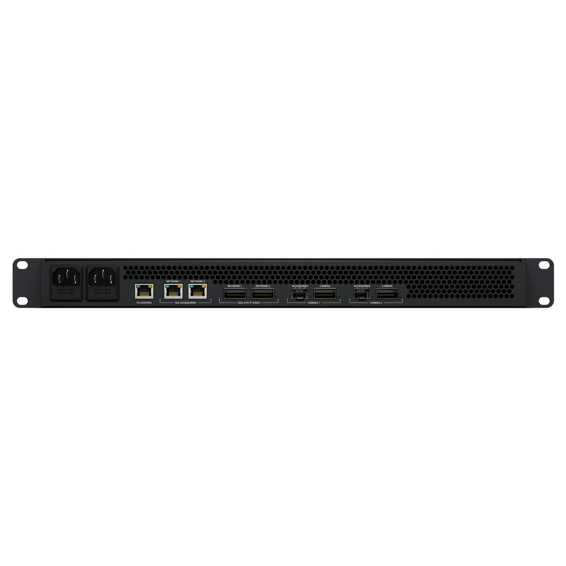 Rear view of Blackmagic Design StudioBridge 100G network switch showing ports and connectivity options. – image 2