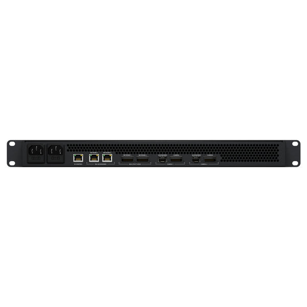 Blackmagic Design StudioBridge 100G network switch with multiple port connections and rear view of device for professional video studio use. – image 2