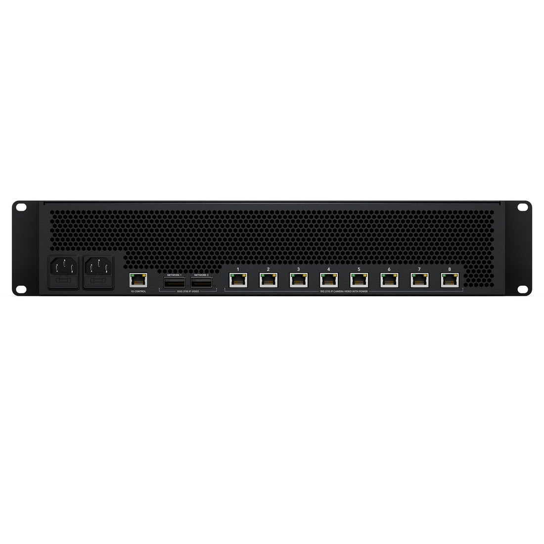 Blackmagic Design StudioBridge 10G PWR distribution amplifier with rear ports for power and network connections. – image 2