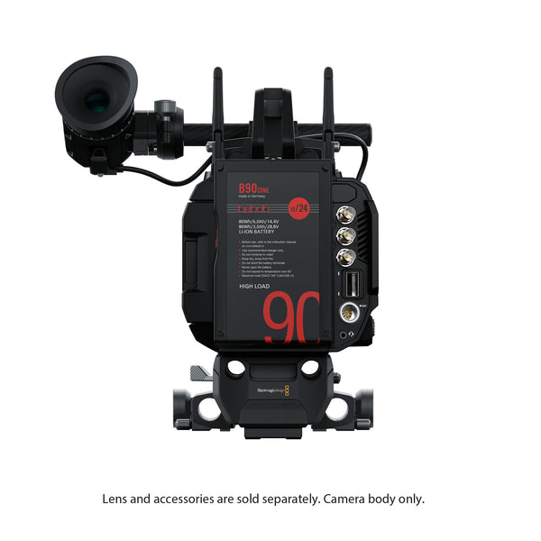 Blackmagic Design URSA Cine 12K LF cinema camera rear view, showcasing the camera body and connectivity ports. – image 2
