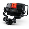Blackmagic Design URSA Cine Studio Viewfinder attached to camera, professional filmmaking accessories, high-resolution camera viewfinder.