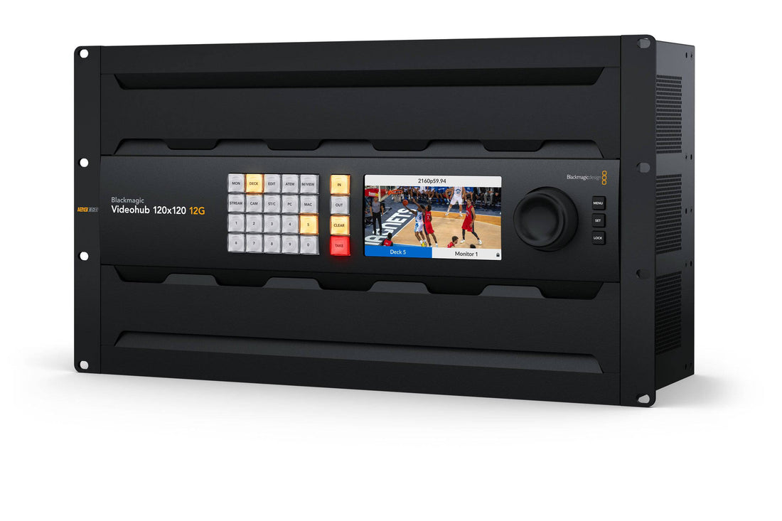 Blackmagic Design Videohub 120x120 12G-SDI video router with multiple input and output ports for professional video routing. – image 1