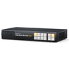 Blackmagic Design Blackmagic Videohub Mini 8x4 12G Video Router with multiple input and output ports, angled view.