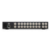 Rear view of Blackmagic Design Videohub Mini 8x4 12G video router showing input and output ports for professional video signal routing.