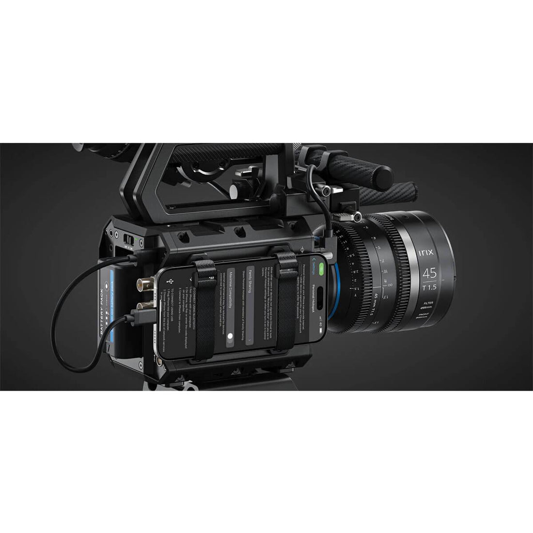 Blackmagic Design PYXIS 6K Cinema Box Camera with Canon EF mount, shown with phone for size reference. – image 8