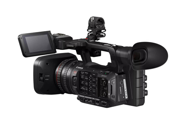 Canon XF605 UHD 4K HDR Pro Camcorder with large lens, professional controls, and ergonomic grip for high-quality video recording. – image 4