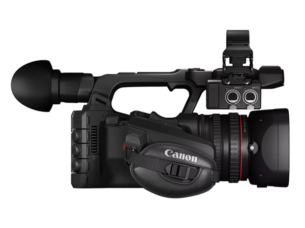 Canon XF605 UHD 4K HDR professional camcorder with large grip, lens, and shoulder mount for high-quality video recording. – image 3