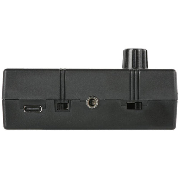 Right side view of Datavideo AD-10 Audio Delay Box showing input and output ports for professional audio delay management. – image 3