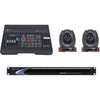 Datavideo Autocast Pro Voice-Tracking Kit with VoiceTRX50 microphone, two PTC-145 cameras, and SE-650 switcher for live production.