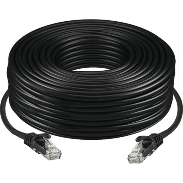 Black 100-foot Datavideo CB-70 Cat 6 cable for HS-1600T MKII, showing the Ethernet cable with connectors. – image 1