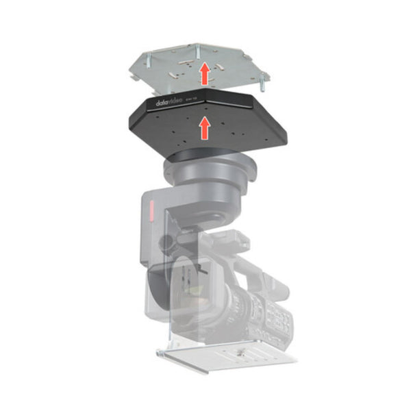 Datavideo CM-10 ceiling mount attached to PTR-10 Mark II pan/tilt head, designed for secure overhead camera setup. – image 2