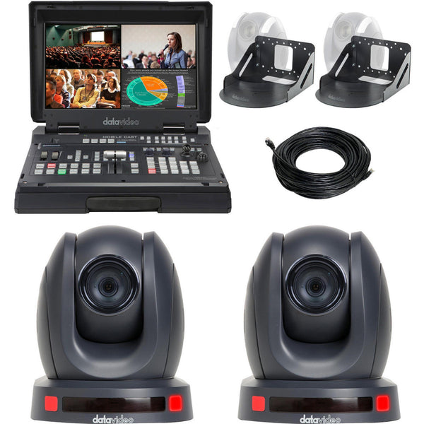 Black Datavideo EZ Streaming Package CW with streaming equipment and accessories for professional live broadcasting setup.