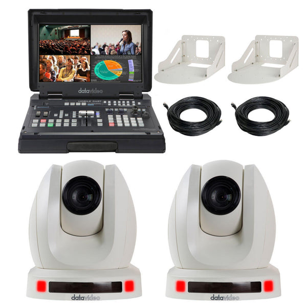 Datavideo EZ Streaming Package CW in white with streaming equipment and accessories for professional live broadcasting. – image 1