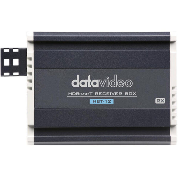 Datavideo HBT-12 HDBaseT receiver front view showing ports and controls for AV signal extension and distribution. – image 1