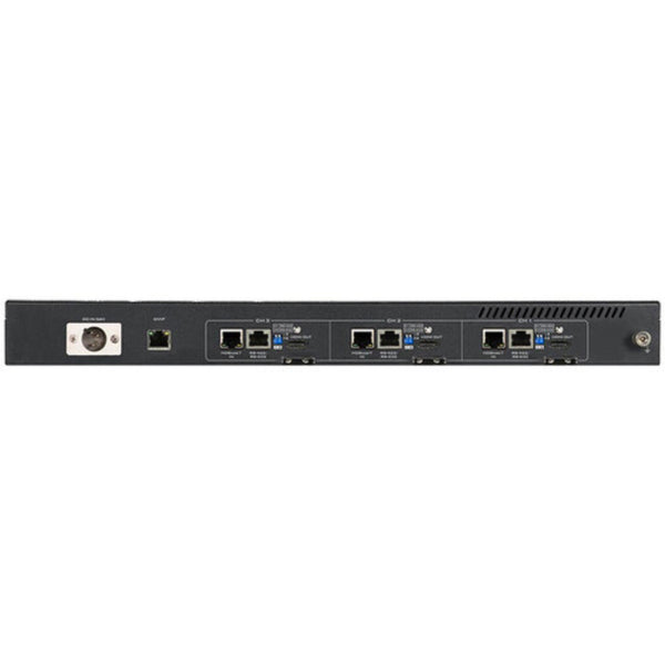 Rear view of Datavideo HBT-30 3-channel long-range HDBaseT receiver with HDMI outputs for extending high-definition video signals. – image 2