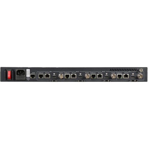 DATAVIDEO HBT-50 4-channel Long-Range HDBaseT receiver with HDMI and 3G-SDI outputs, rear view showing connection ports. – image 2