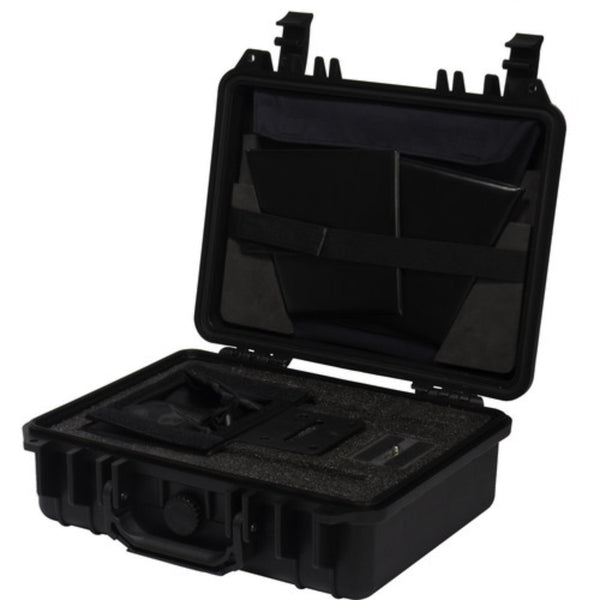 Open view of Datavideo HC-500 hard case designed for TP-500 teleprompter kit, showing interior compartments and protective padding. – image 3