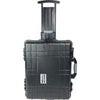 Hard wheeled travel case for Datavideo SHOWCAST 100 switcher, top view showing durable exterior and handle for easy transportation.