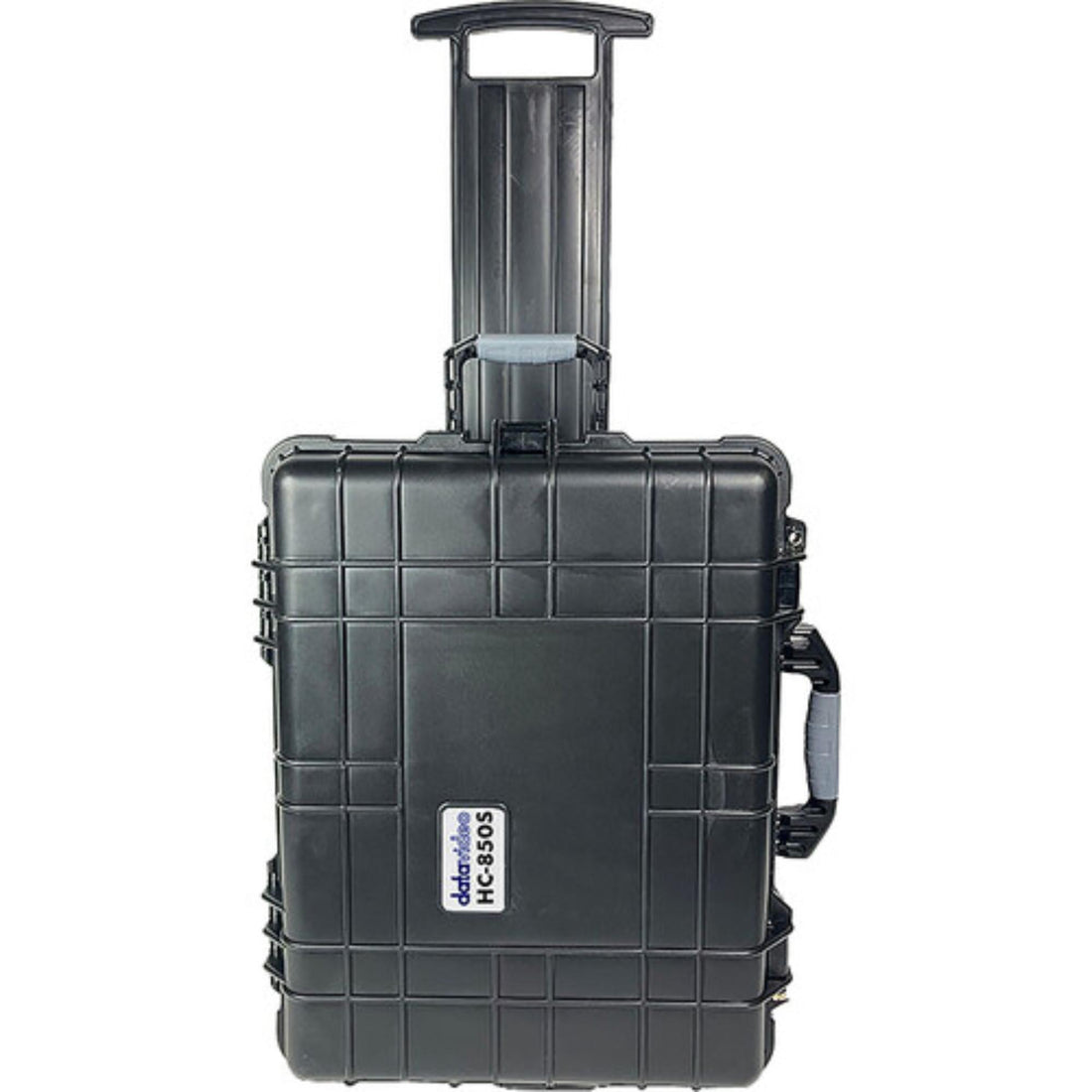 Hard wheeled travel case for Datavideo SHOWCAST 100 switcher, top view showing durable exterior and handle for easy transportation. – image 1