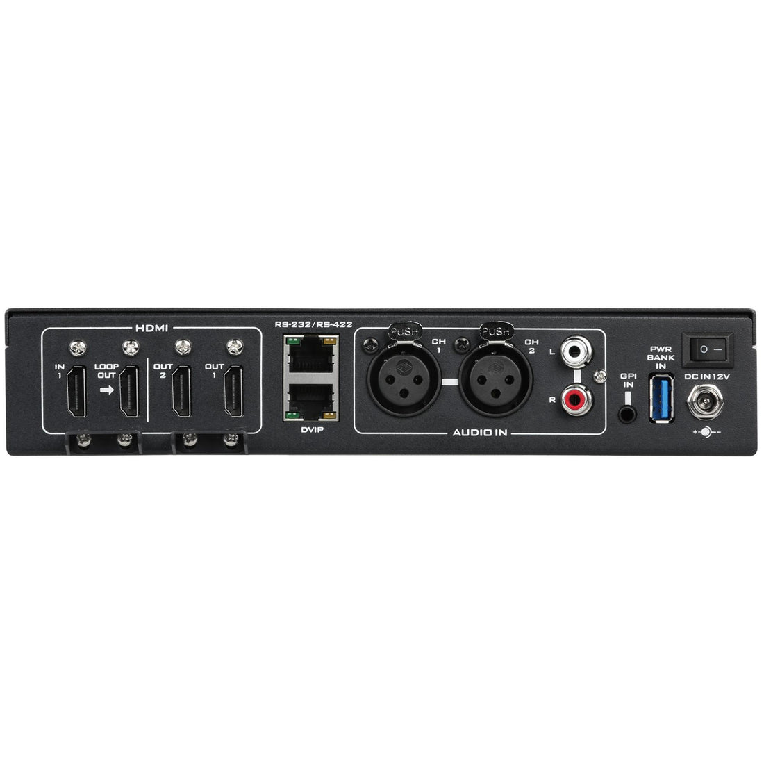 Rear view of Datavideo HDR-2 4K digital video recorder showing input ports and control buttons. – image 2