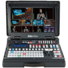 DATAVIDEO HS-4000 8-input 4K mobile studio switcher with built-in 17.3-inch LCD monitor and control panel.
