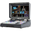 DATAVIDEO HS-4000 8-input 4K mobile studio switcher with built-in 17.3" LCD monitor, designed for professional video production.