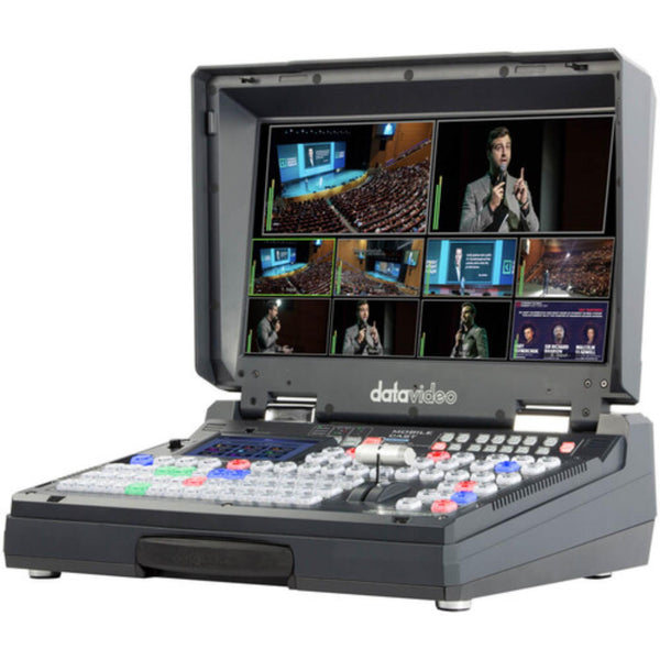 DATAVIDEO HS-4000 8-input 4K mobile studio switcher with built-in 17.3" LCD monitor, designed for professional video production. – image 1