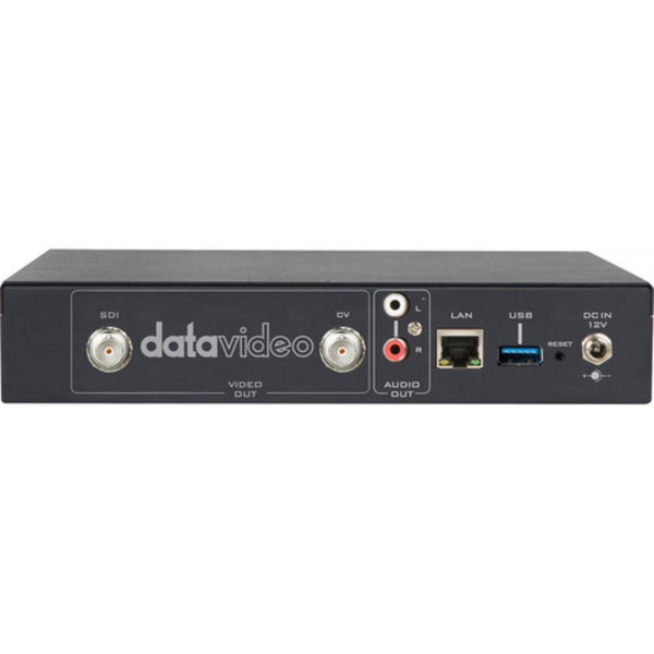 Rear view of Datavideo NVD-45 4K streaming IP video decoder with 12G-SDI output, showcasing its connectivity ports. – image 2