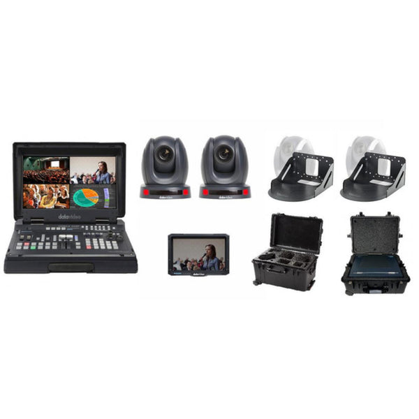 Datavideo portable EZ streaming package C-AT with production equipment, including cameras, cables, and accessories for live streaming setup. – image 1