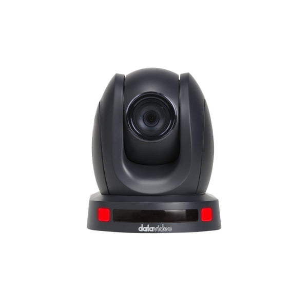Front view of Datavideo PTC-145T 20x HDBaseT PTZ camera in black with 3G-SDI and HDMI ports for professional video streaming. – image 1