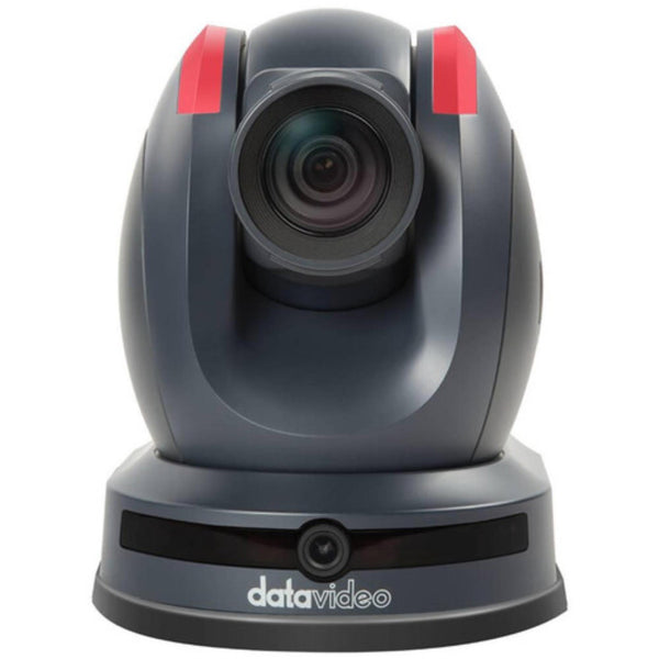 Datavideo PTC-155 PTZ camera front view with black finish, 30x optical zoom, SDI, HDMI, UVC, and NDI auto-tracking features – image 1