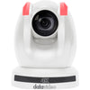 Datavideo 4K PTZ camera with 12x optical zoom in white, featuring HDMI, 3G-SDI, and NDI connectivity, front view.