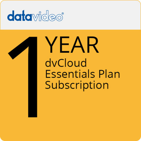 Datavideo dvCloud Essentials plan icon representing a 12-month subscription for video cloud services. – image 1