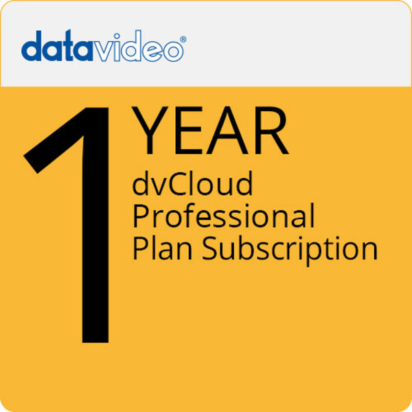 Datavideo dvCloud Professional Plan subscription card with branding and 12-month service details. – image 1