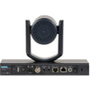 Rear view of Datavideo VTC-100 dual-lens AI voice-tracking PTZ camera with connectivity ports and 12x optical zoom.