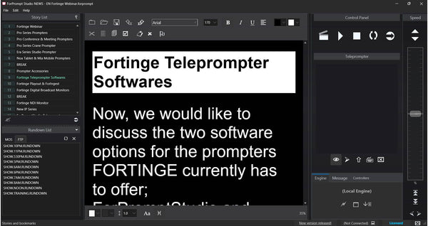 Fortinge SW-03 ForPrompt Studio News-DL Teleprompter Software (Download) – image 1