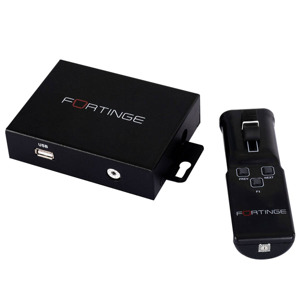 Fortinge AC-32 with USB port and remote control on a white background, featuring the Fortinge brand. – image 1
