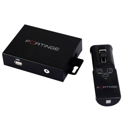 Fortinge AC-32 with USB port and remote control on a white background, featuring the Fortinge brand.