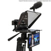 Fortinge NOA III Tablet Teleprompter  with microphone on a stand against a white background