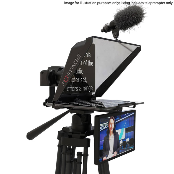 Fortinge NOA III Tablet Teleprompter  with microphone on a stand against a white background – image 4