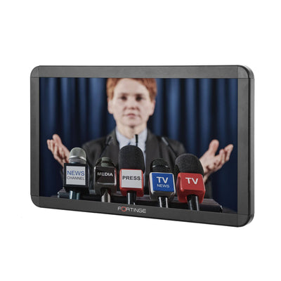 Fortinge AC-45 TM200 displaying a person with microphones labeled 'News', 'Media', 'Press', 'TV News', and 'TV'.